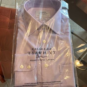 Charles Tyrwhitt Lilac Houndstooth Non-Iron Classic Fit Shirt w/ pocket
